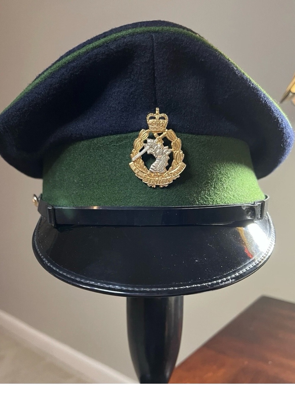 Briitish armed forces army Dress Cap in Dark Green and Navy with Gold Badge